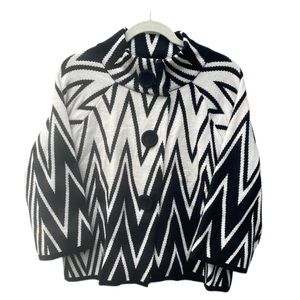 John Paul Richard Black/White Geometric Pattern Cardigan Sweater/Jacket Size M